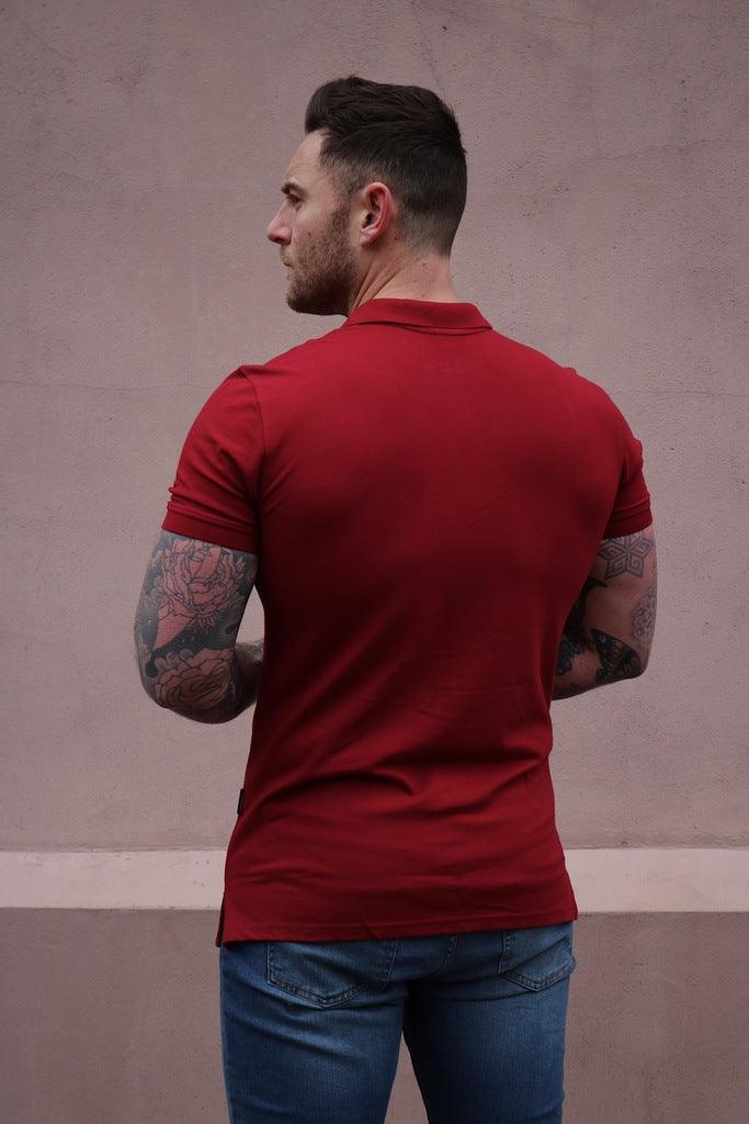 Short Sleeve Burgundy Muscle Fit Polo