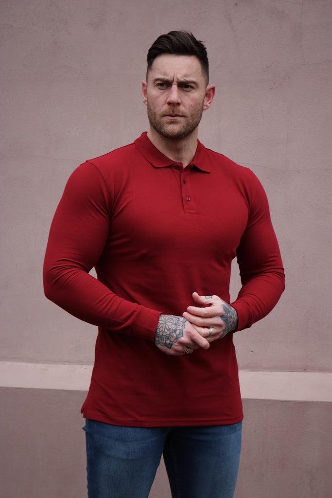 Tapered Burgundy Muscle Fit Polo