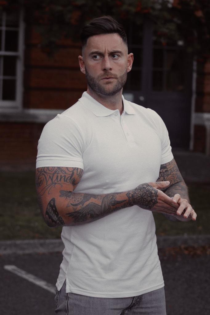 White Muscle Fit Polo Shirt. A Proportionally Fitted and Muscle Fit Polo shirt