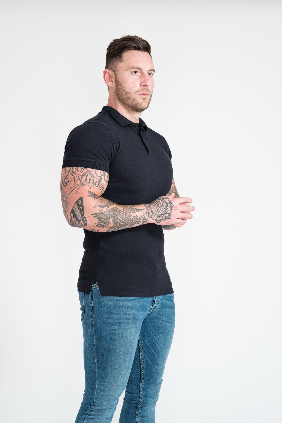 Athletic Fit Polo in Navy For Men. A Proportionally Fitted and Athletic Fit Polo. Ideal for muscular guys.