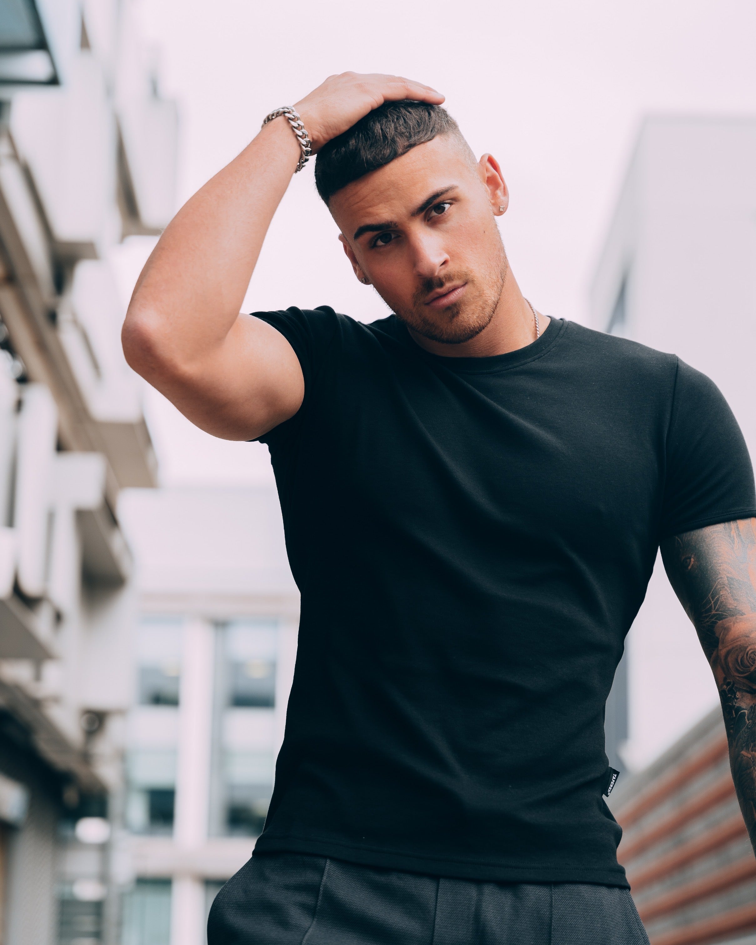 Black Tapered Fit T Shirt Muscle Fitted T Shirts Tapered Menswear