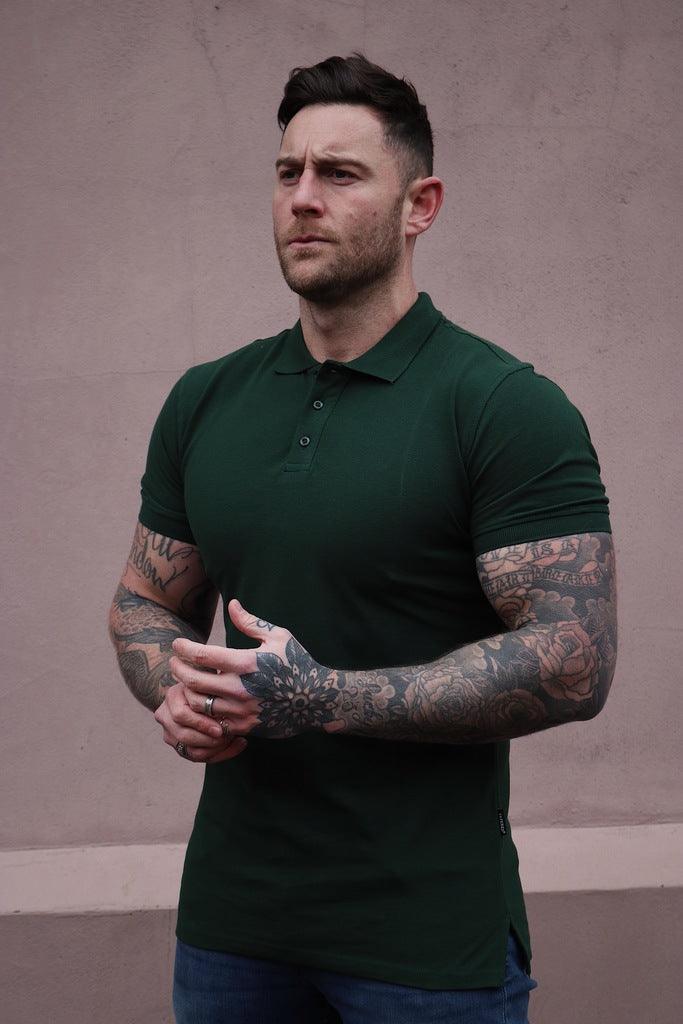 green short sleeve muscle fit polo shirt