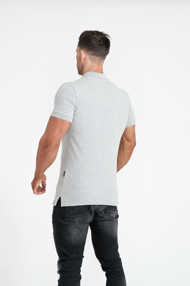 Grey Muscle Fit Polo Shirt. A Proportionally Fitted and Muscle Fit Polo. Ideal for muscular guys.