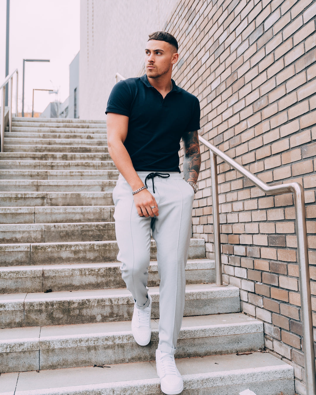 Navy Tapered Fit Polo Short Sleeve Shirt - Tapered Polo Shirts | Tapered Menswear
