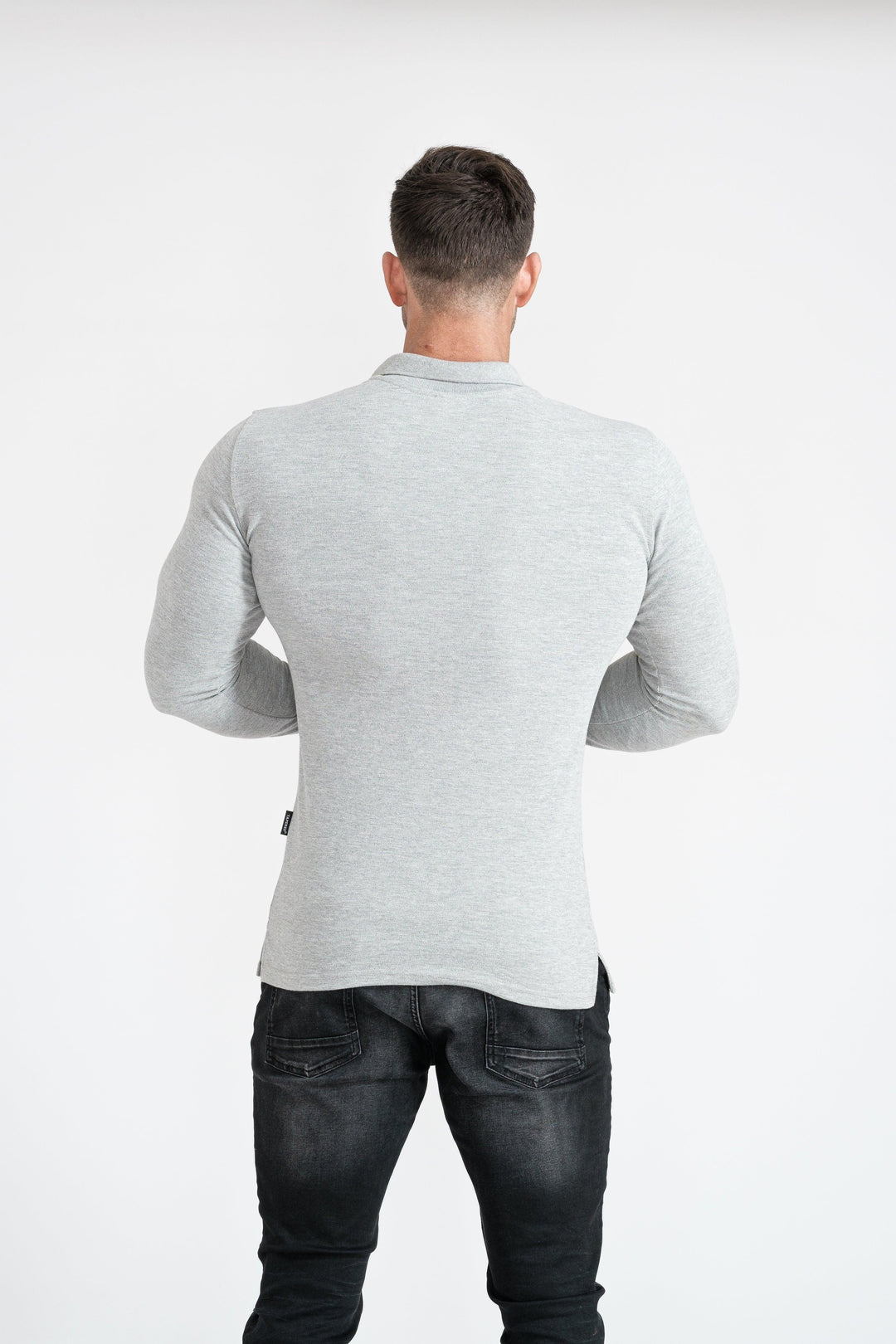 Mens Muscle Fit Grey Polo Shirt. A Proportionally Fitted and Muscle Fit Polo shirt. Ideal for bodybuilders.