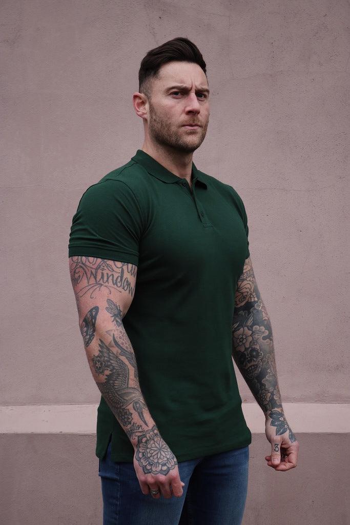 short sleeve polo shirt muscle fit in green