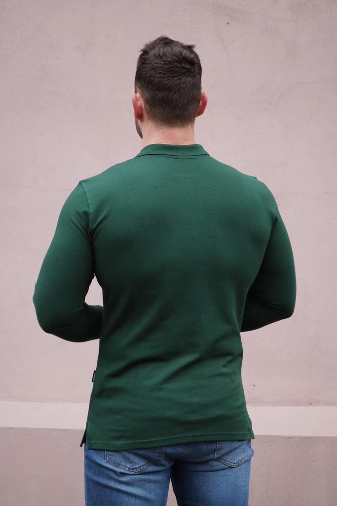 tapered Green long sleeve muscle fit polo