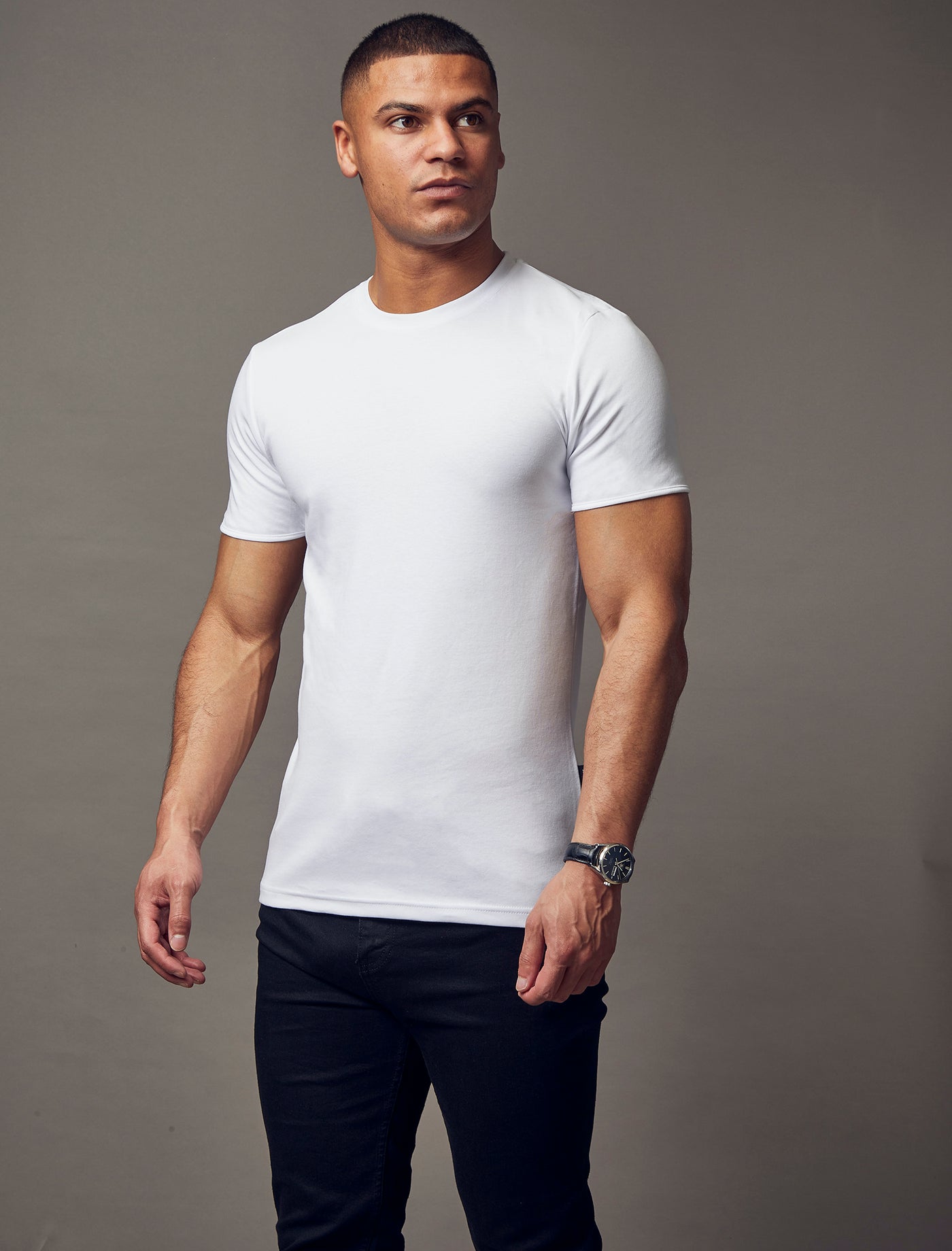 White Tapered Fit T-Shirt - White Muscle Tee | Tapered Menswear